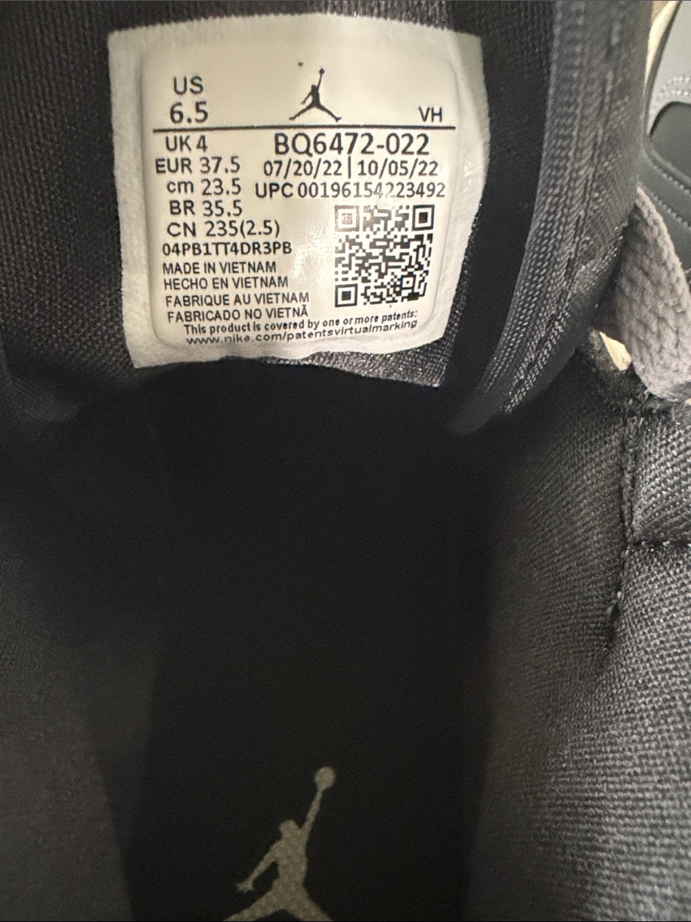 Jordan Gray and Black Mid-Top Sneakers with White Sole - Picture 4 of 5